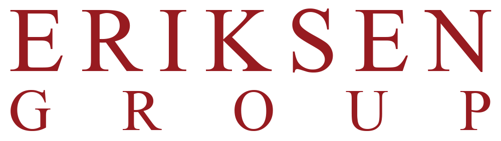 Eriksen Group firmalogo i rød tekst